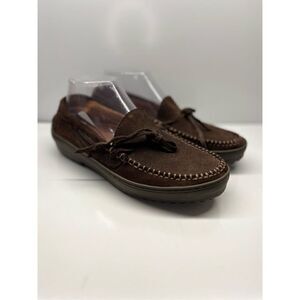 Eddie Bauer Women’s Leather Loafers Slip On Brown Shoes Size 9.5M Made in Italy